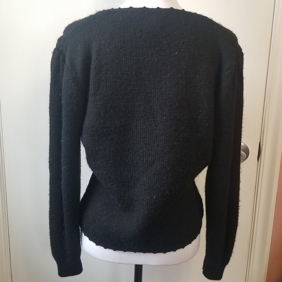 Black Floral Embroidered Women's Sweater - Picture 4 of 6